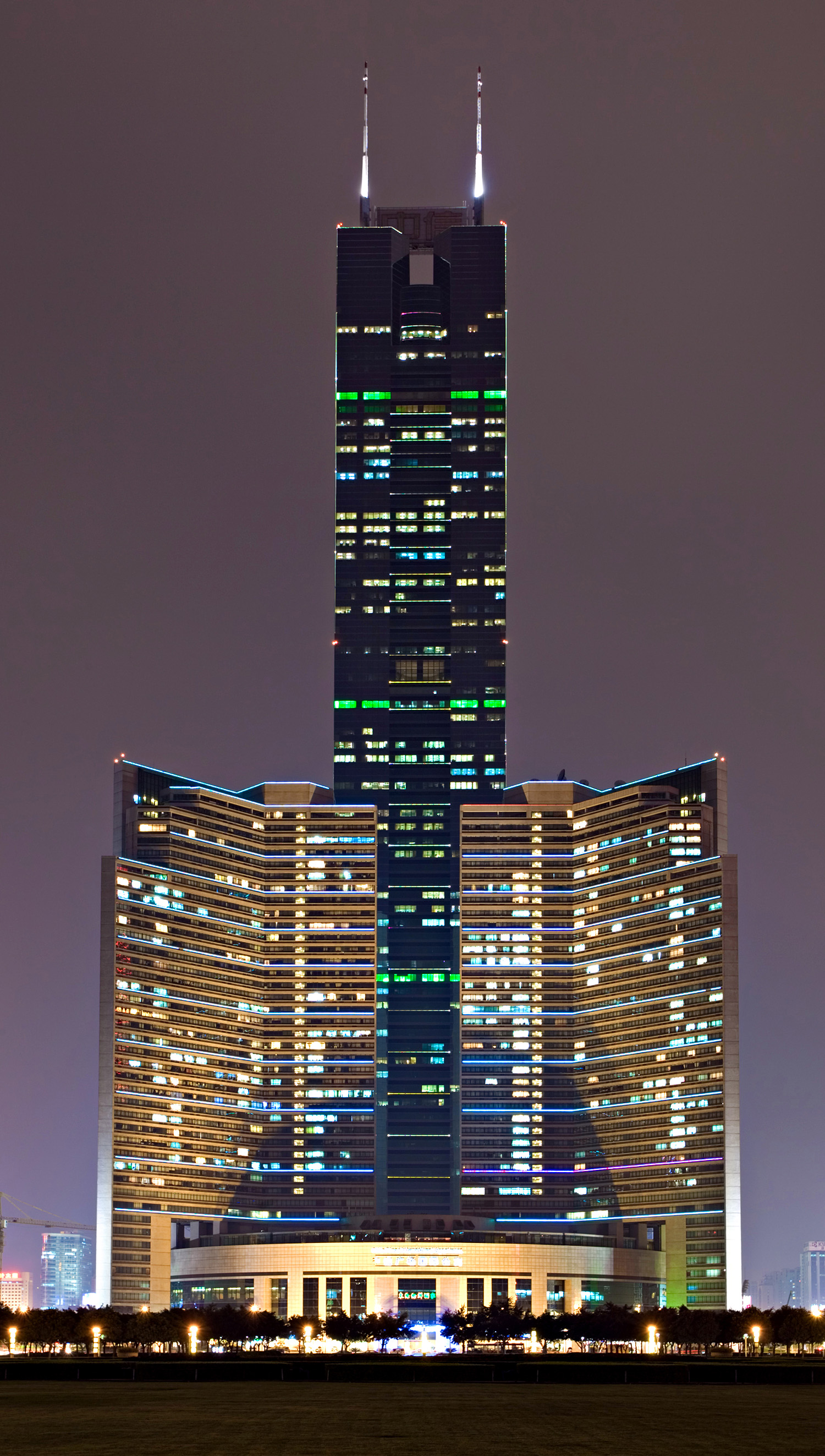 CITIC Plaza, Guangzhou - Night view from the north. © Mathias Beinling