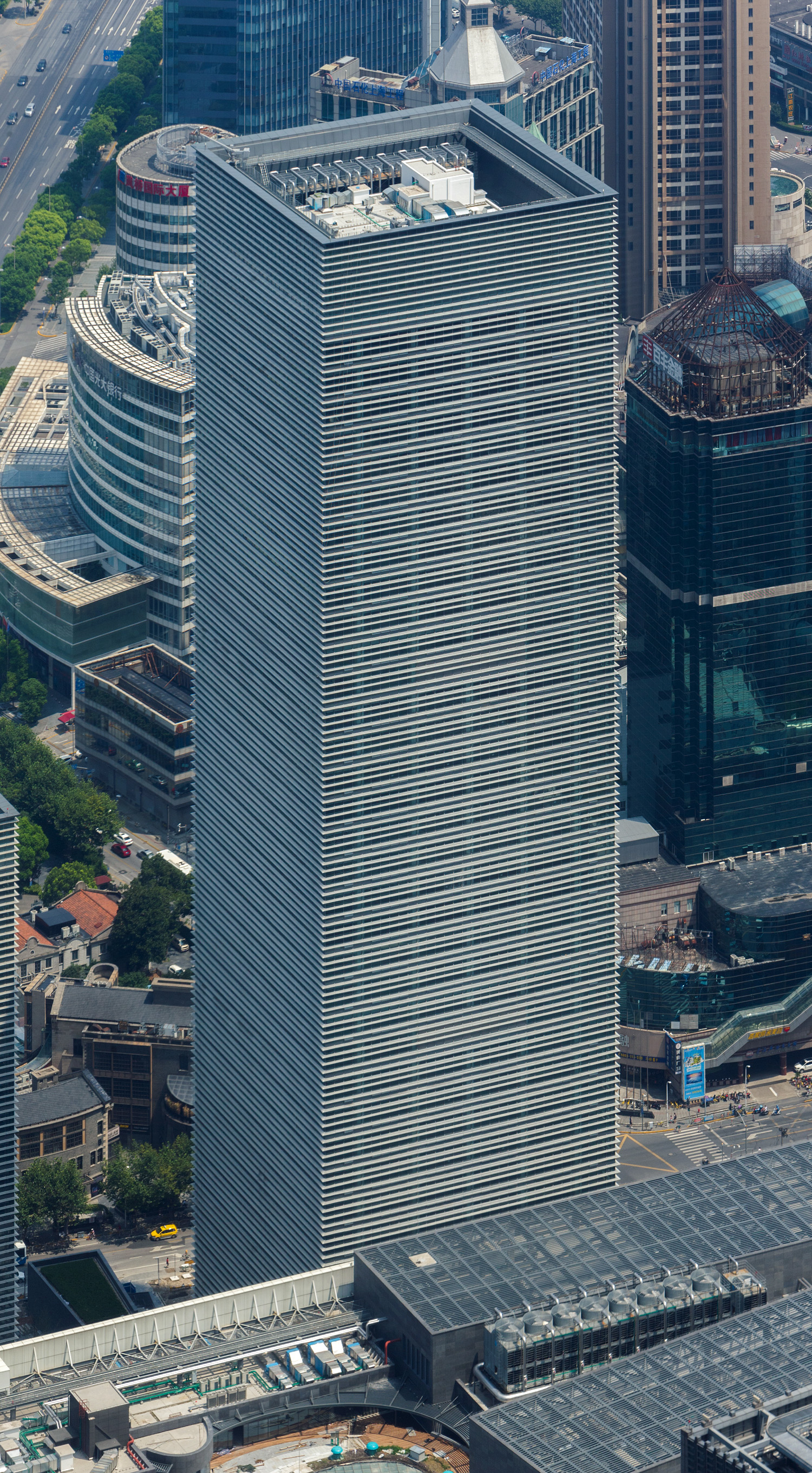 Pudong Financial Plaza Office Tower 1, Shanghai - View from Shanghai Tower. © Mathias Beinling