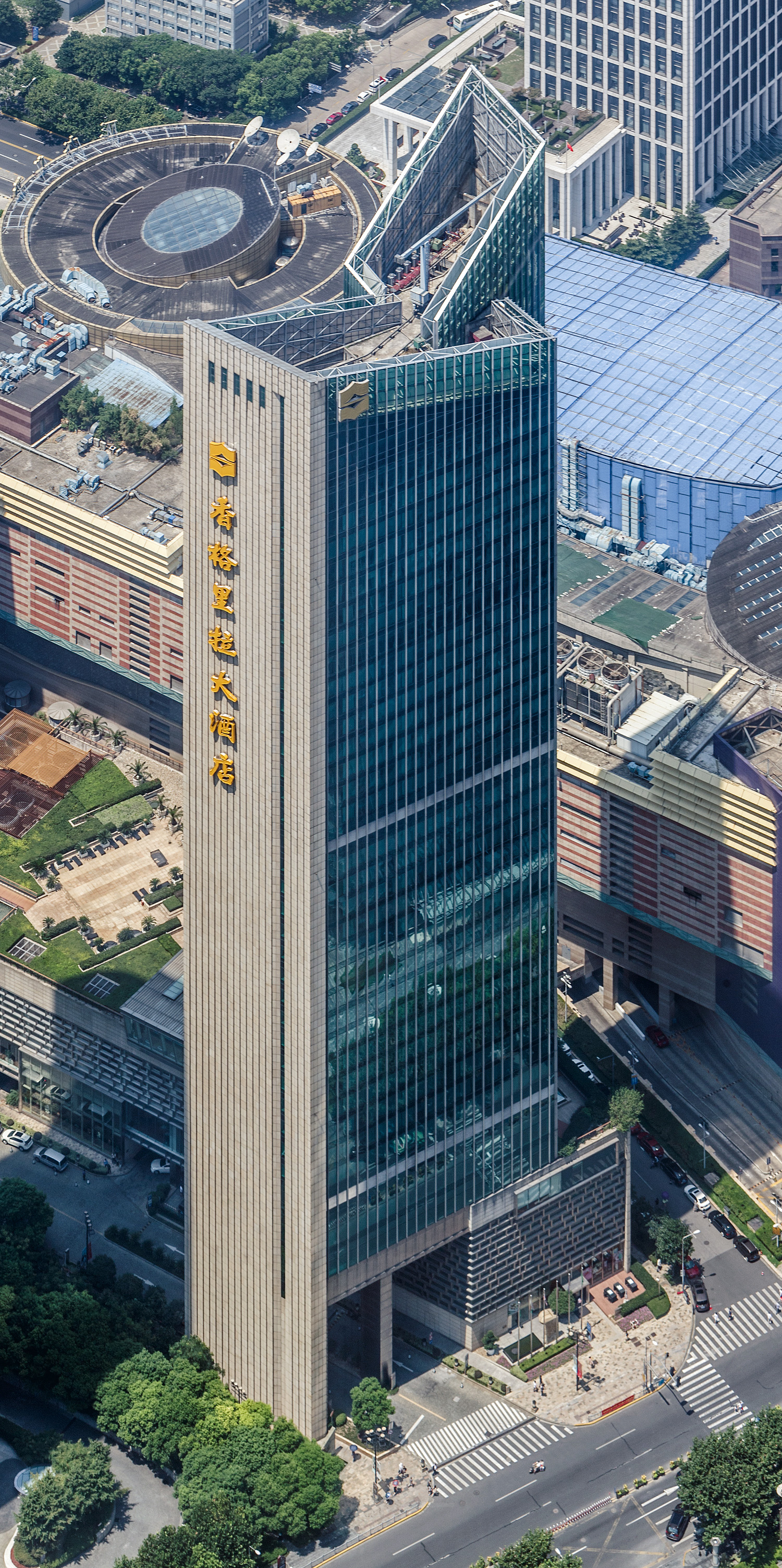 Pudong Shangri-La Hotel Extension, Shanghai - View from Shanghai Tower. © Mathias Beinling