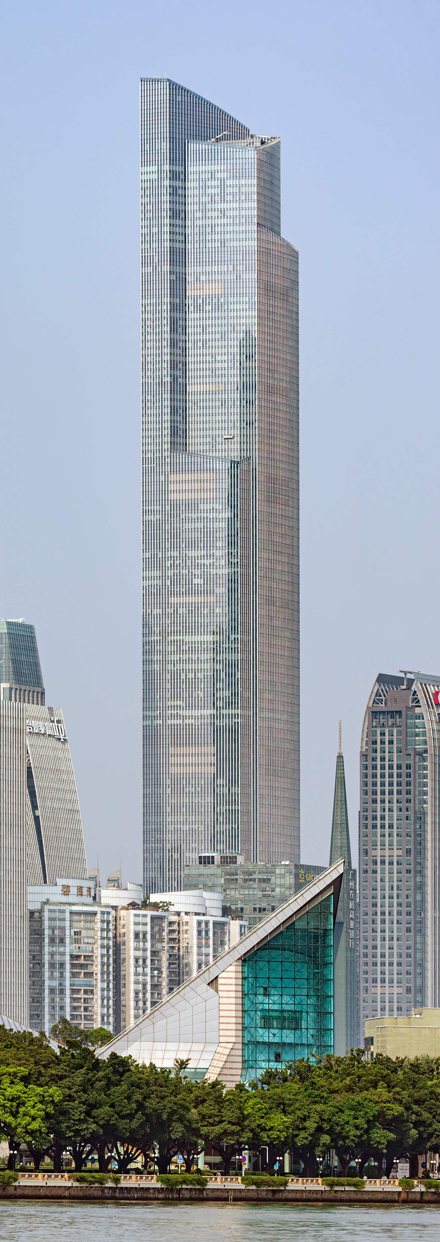 Guangzhou CTF Finance Centre, Guangzhou - View from the Pearl River promenade. © Mathias Beinling