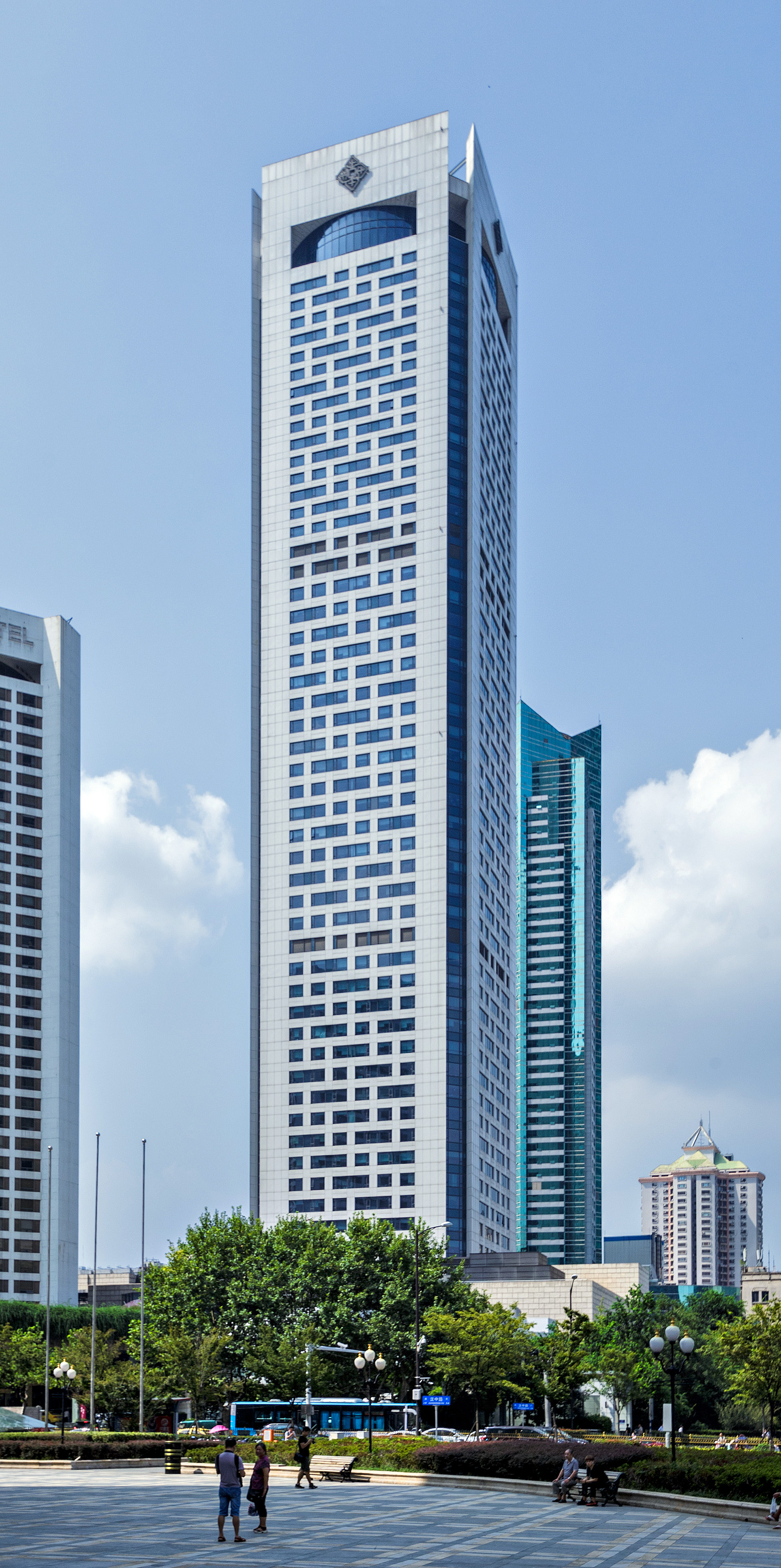 Asia Pacific Tower & Jinling Hotel, Nanjing - View from the south. © Mathias Beinling