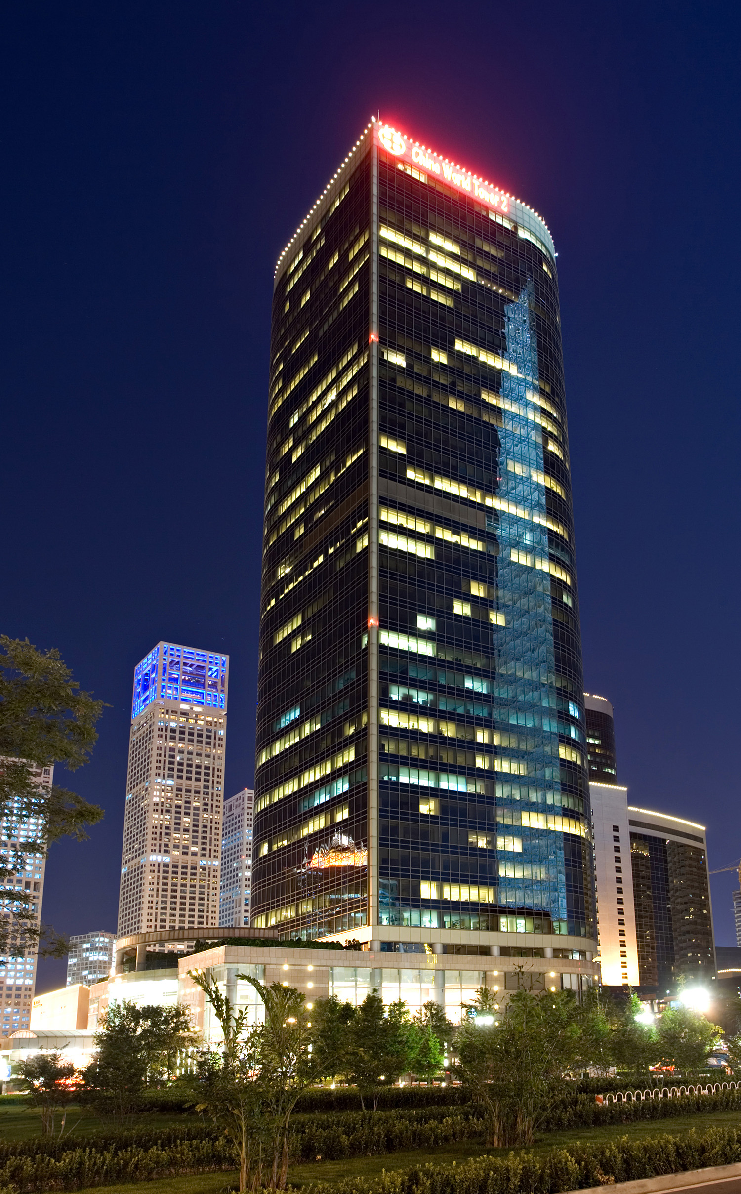 China World Trade CenterTower II, Peking - Night view from the northeast. © Mathias Beinling