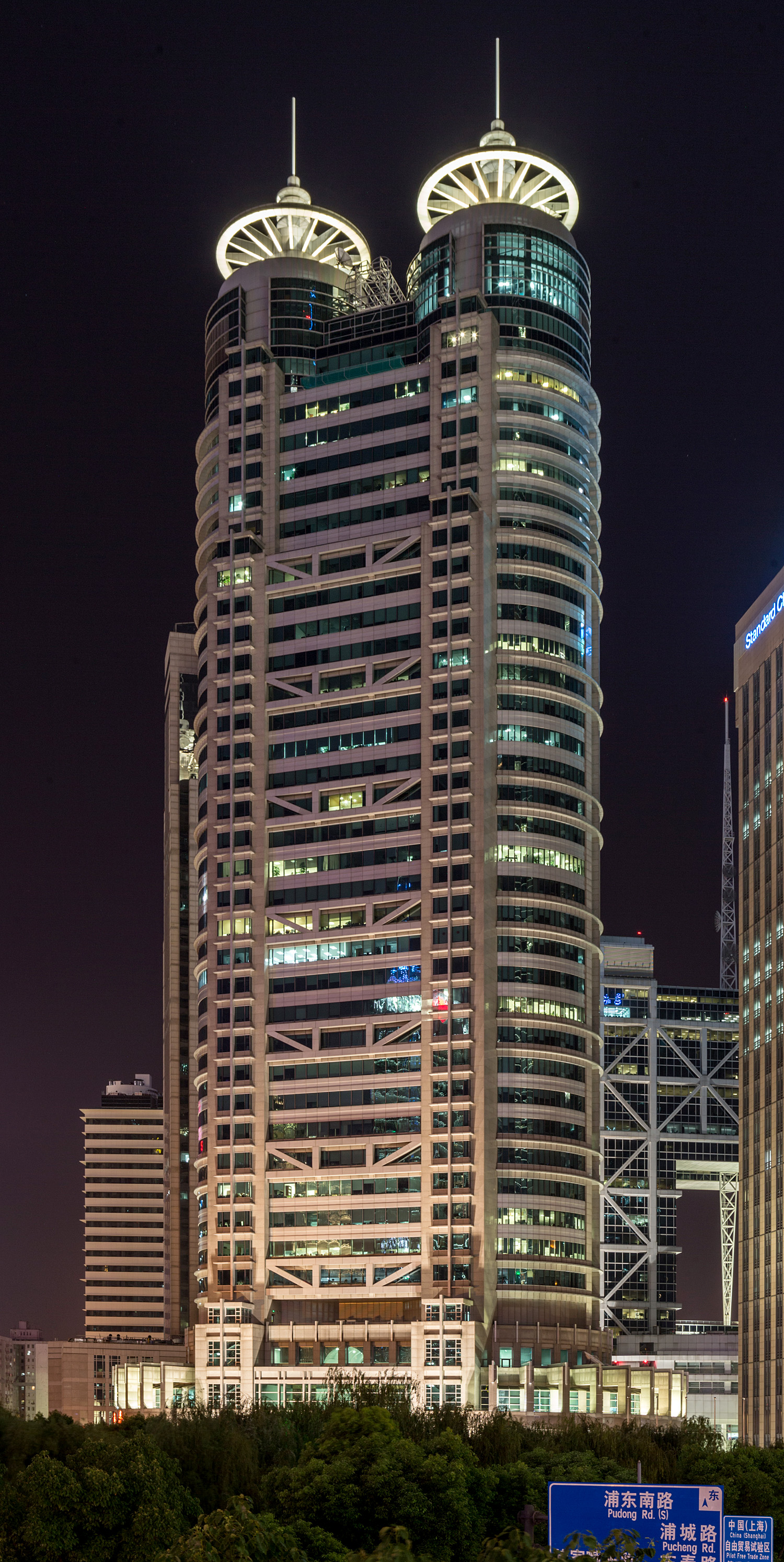 China Insurance Mansion, Shanghai - Night view across the park. © Mathias Beinling