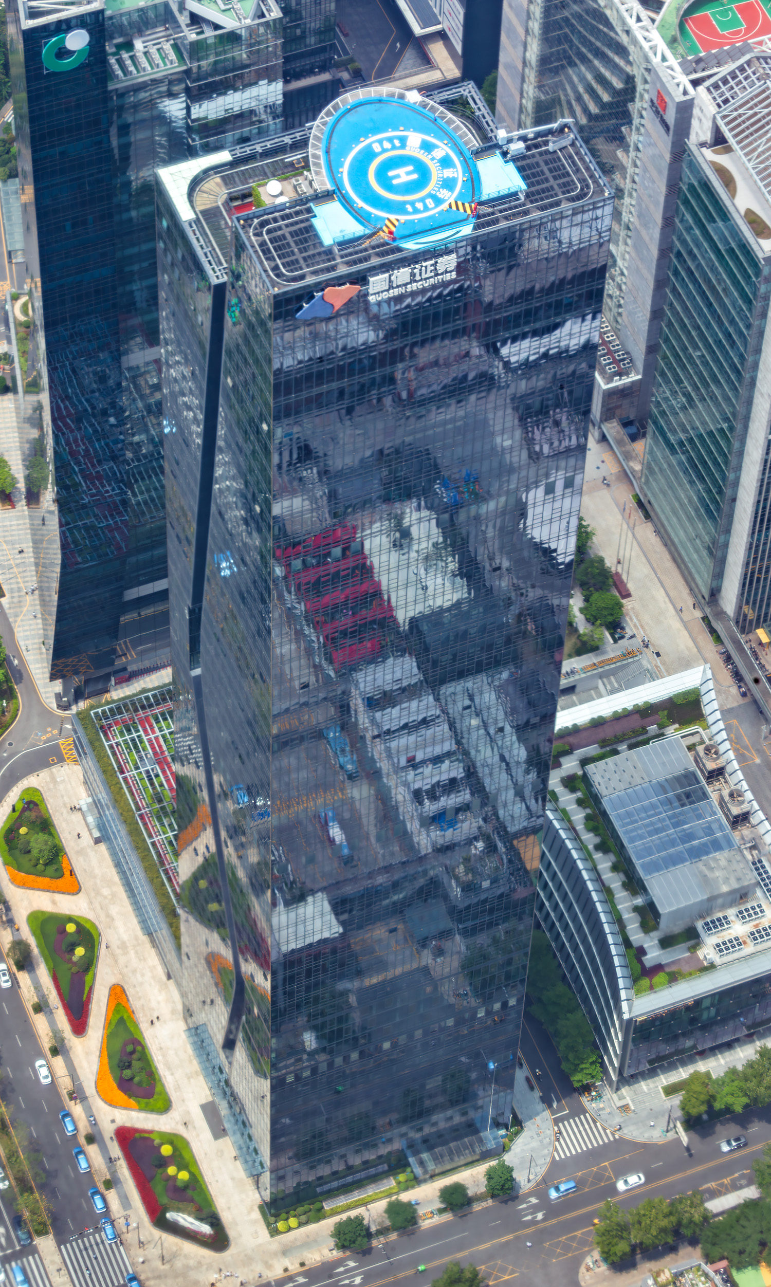 Shenzhen Guosen Securities Tower, Shenzhen - View from Ping An Finance Center. © Mathias Beinling