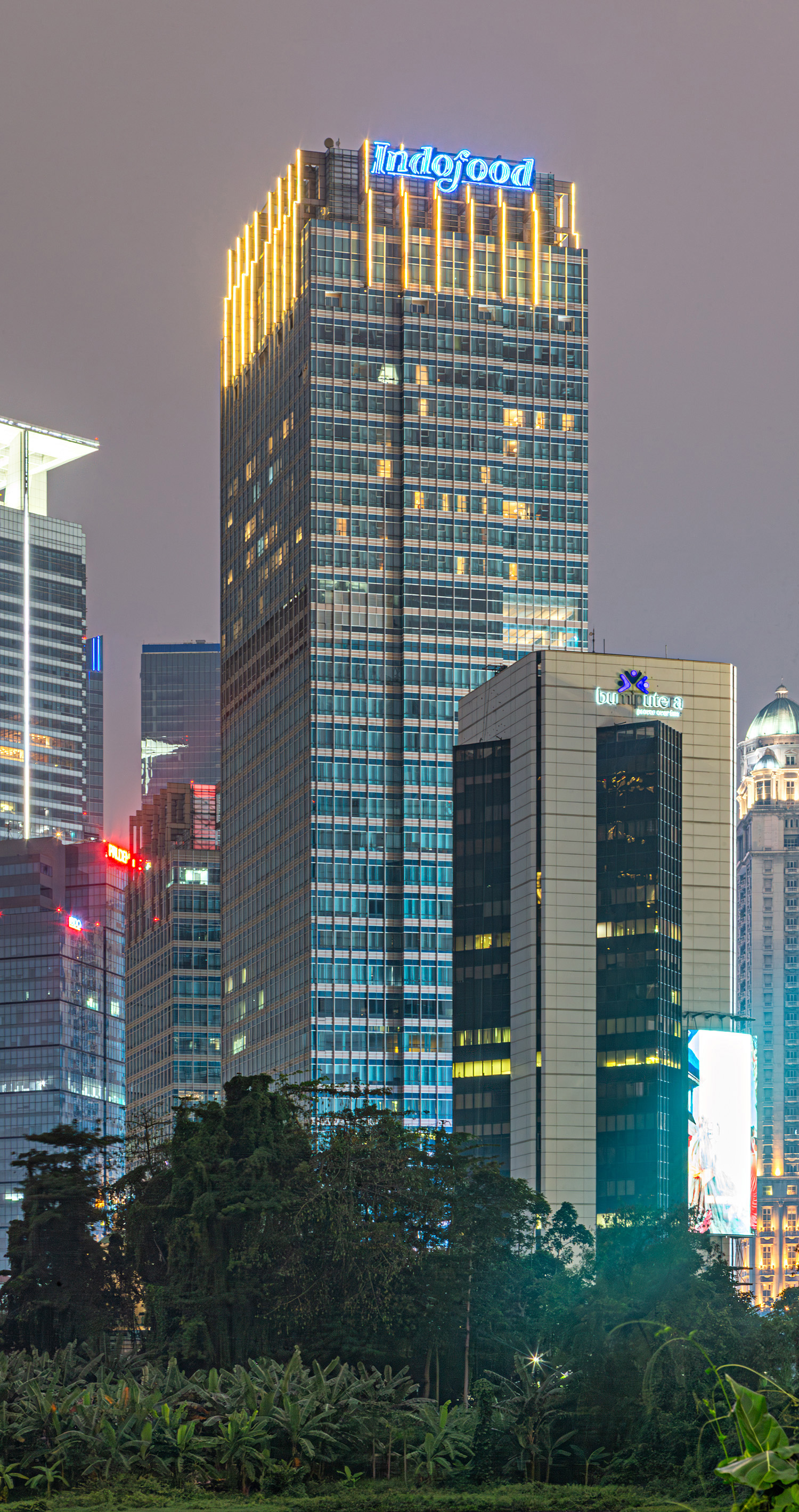 Indofood Tower, Jakarta - Night view from the northeast. © Mathias Beinling