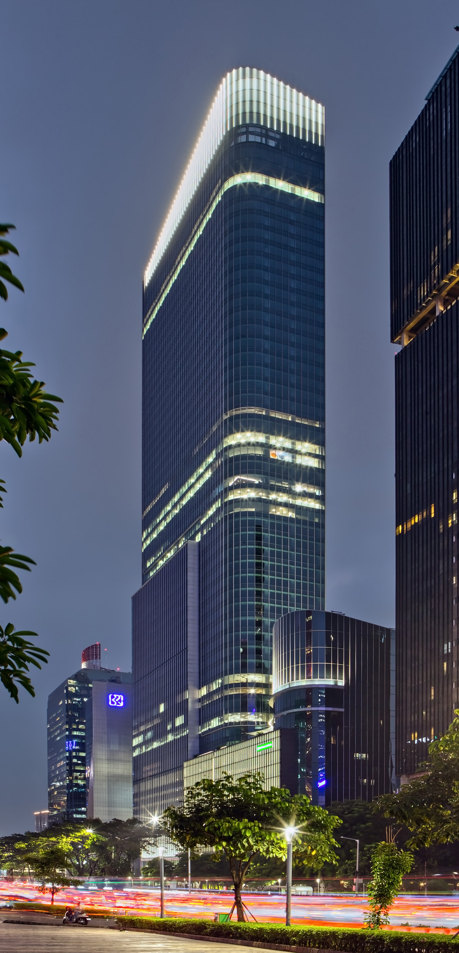 Mori Building, Jakarta - Night view from the northeast. © Mathias Beinling