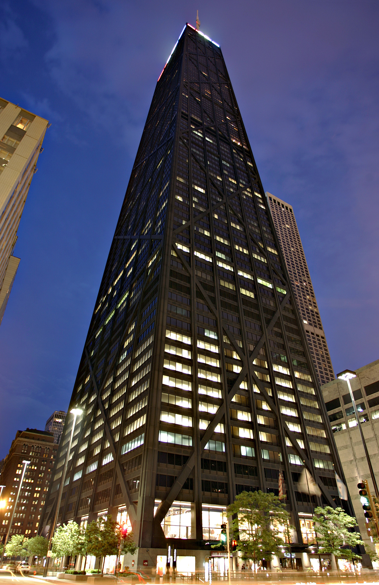 John Hancock Center - Night view from East Delaware Place