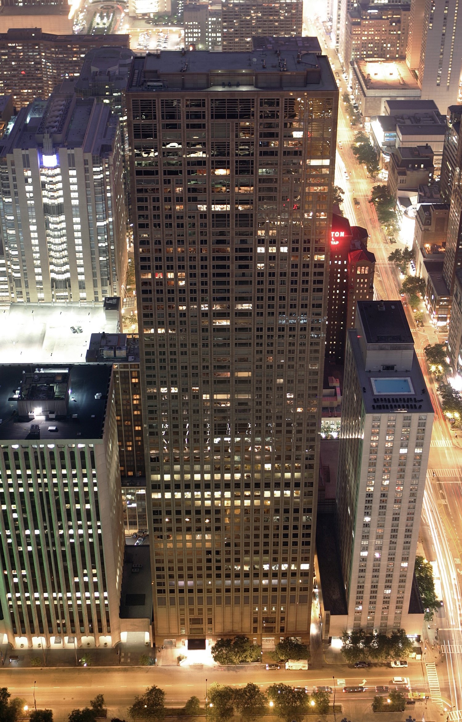 Olympia Centre - Night view from John Hancock Center