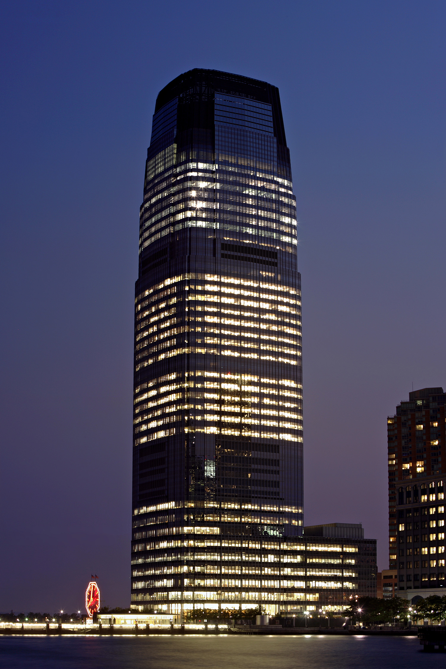 Goldman Sachs Tower - Night view from Hyatt Hotel Pier