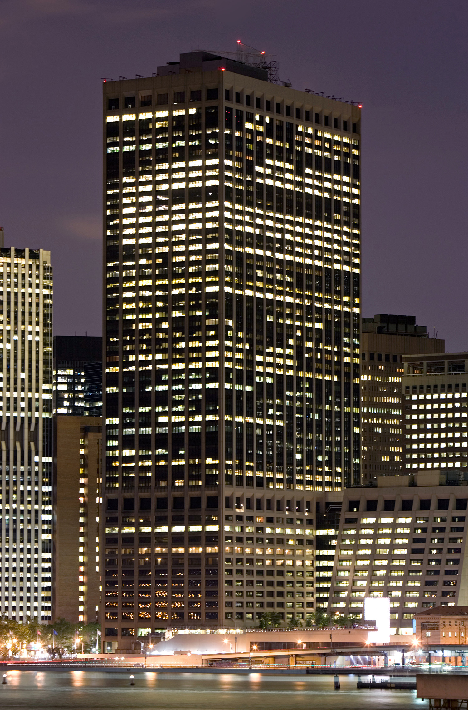 55 Water Street - Night view from Brooklyn Heights
