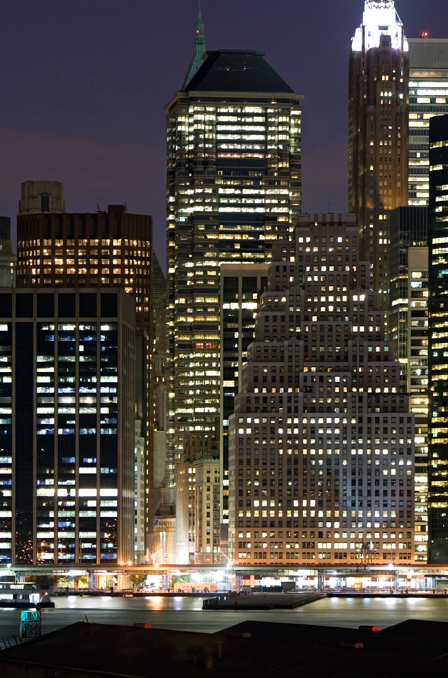 Deutsche Bank Tower - Night view from Brooklyn Heights