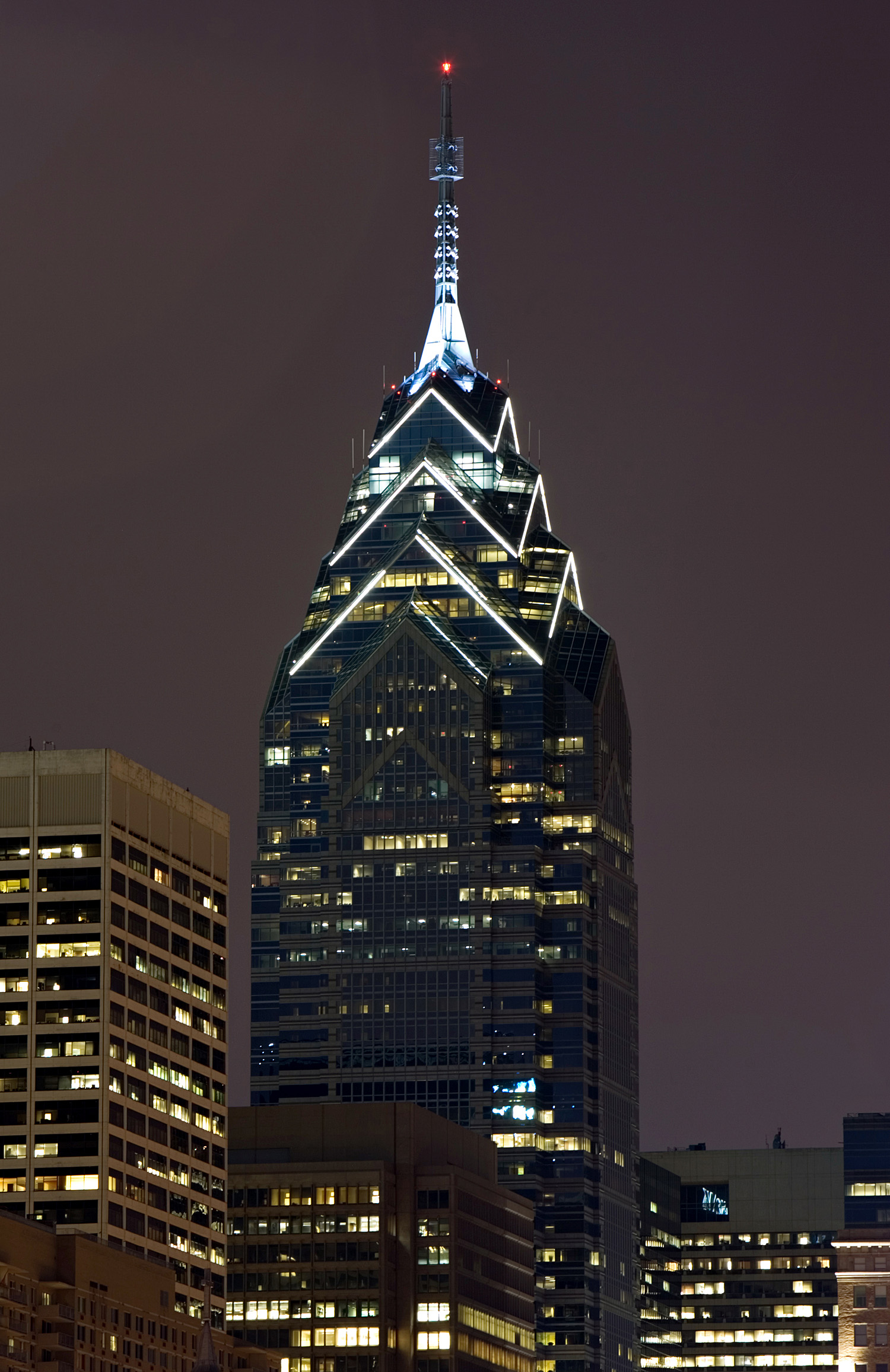 One Liberty Place - Night view from Schuykill Avenue